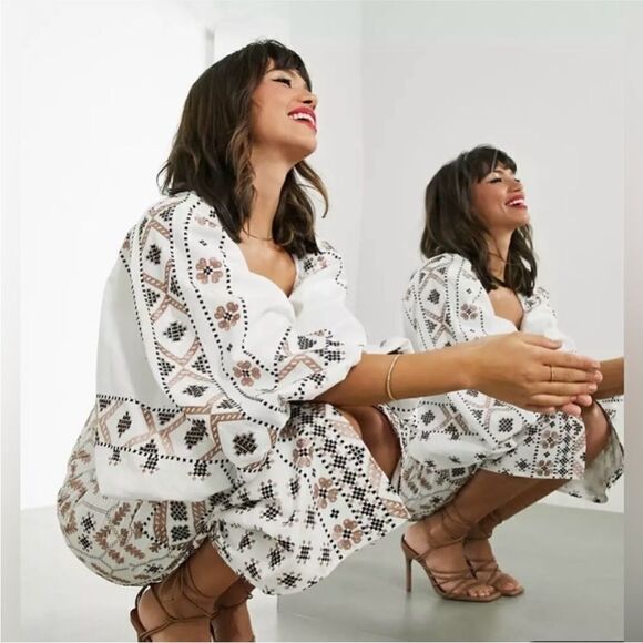 ASOS 100% cotton Two-Piece embroidered skirt Set, US4 - Picture 5 of 16